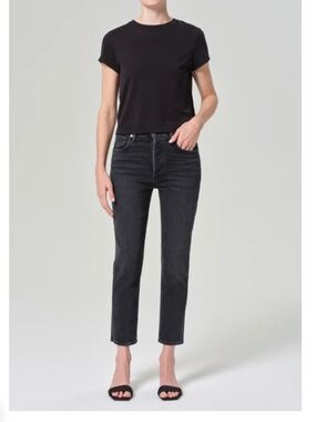 Agolde Riley Classic High Rise Slim Straight Crop (STRETCH) In Panoramic Size 28